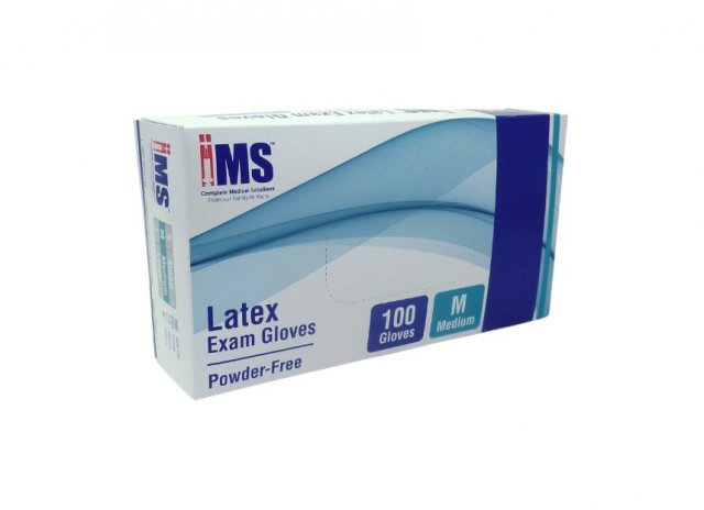 IMS Latex Exam Gloves Powder Free 100 pack