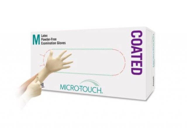Micro-Touch Coated Latex Exam Gloves Powder Free 100 pack